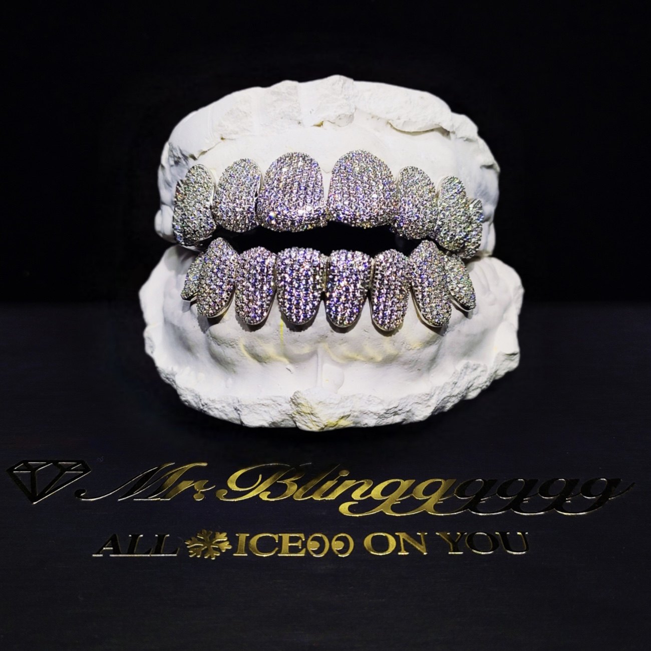 Mr.Blingggggg European and American hip-hop jewelry, private custom-made full-diamond 925 silver frame secant full-diamond braces