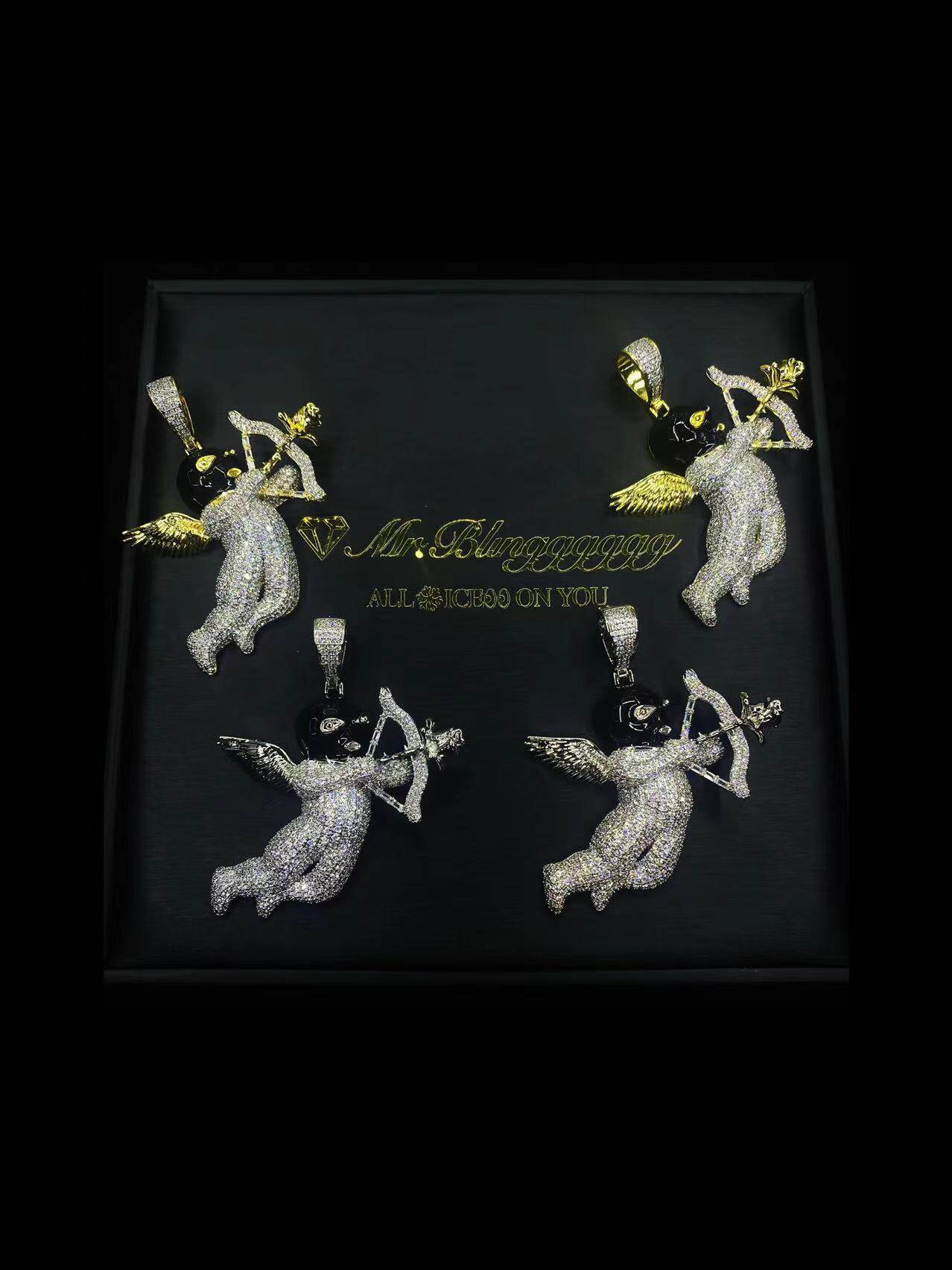 Mr.Blingggggg European and American hip-hop jewelry drake same style full diamond drill angel cupid pendant