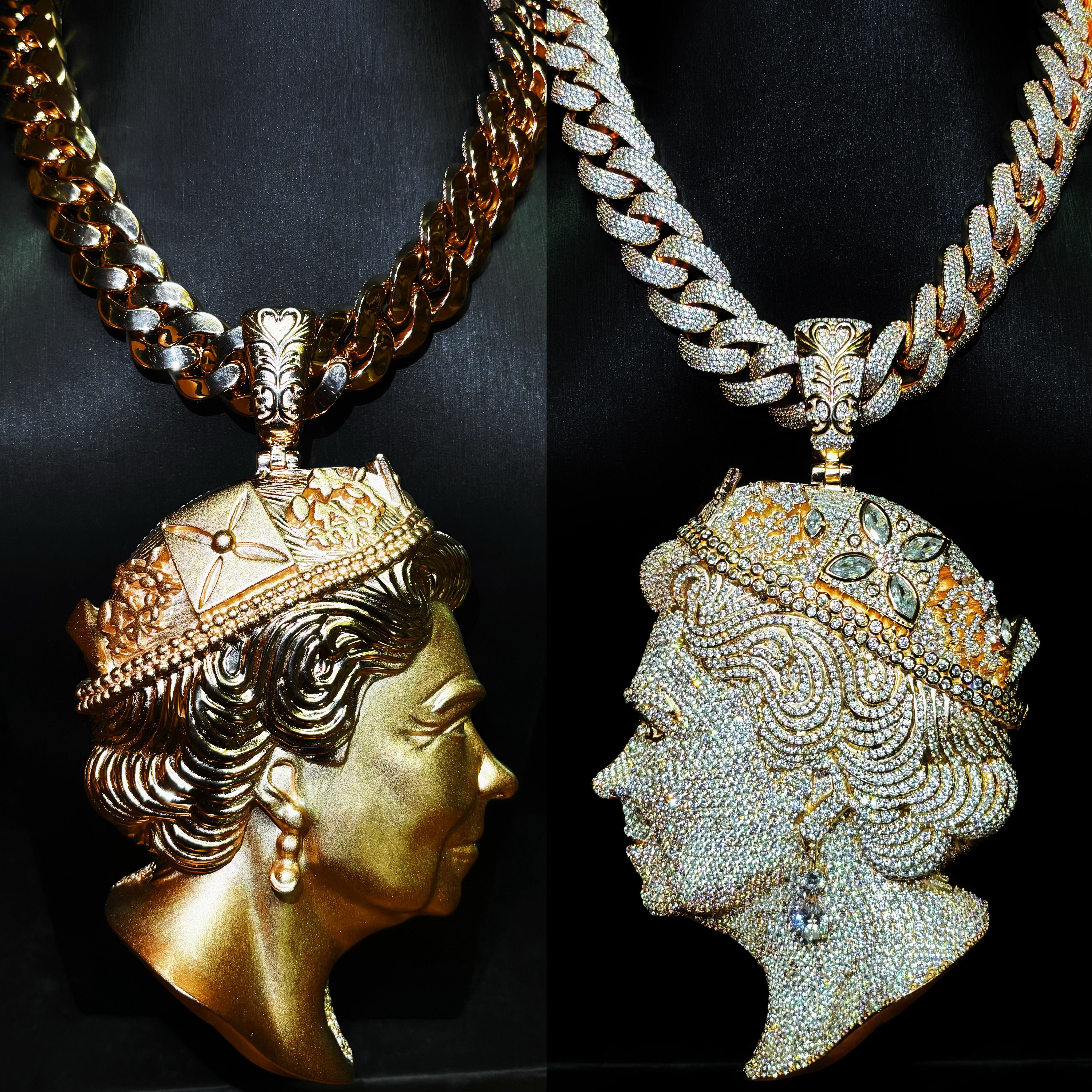 Mr.Blingggggg European and American hip-hop jewelry privately customized Central Cee same style queen necklace