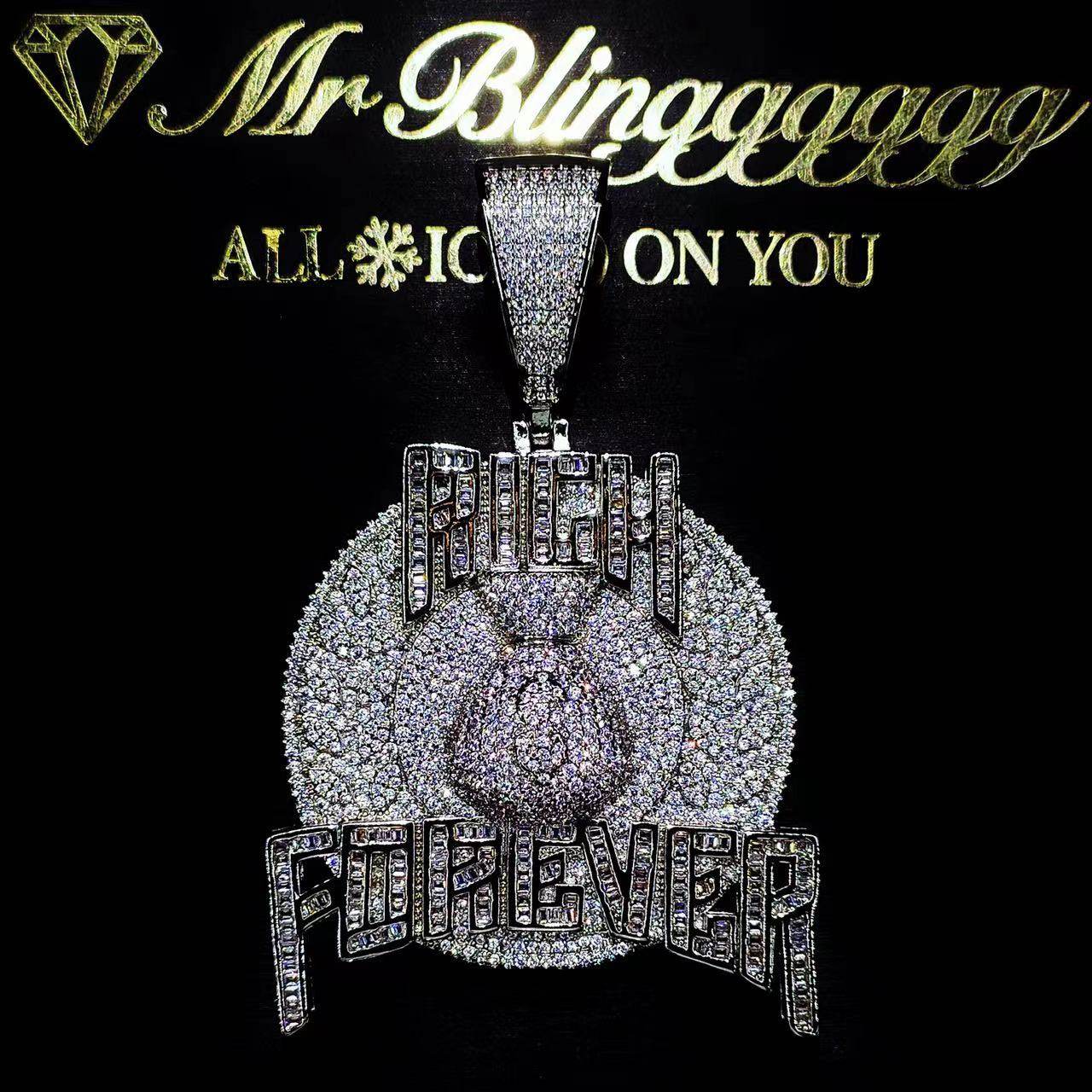 Mr.Blingggggg European and American hip-hop jewelry Rich The Kid same style RICH FOREVER pendant
