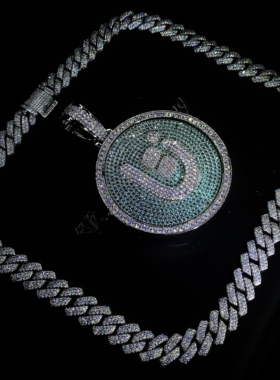 Mr.Bling定制旋转绿松石圆盘吊坠