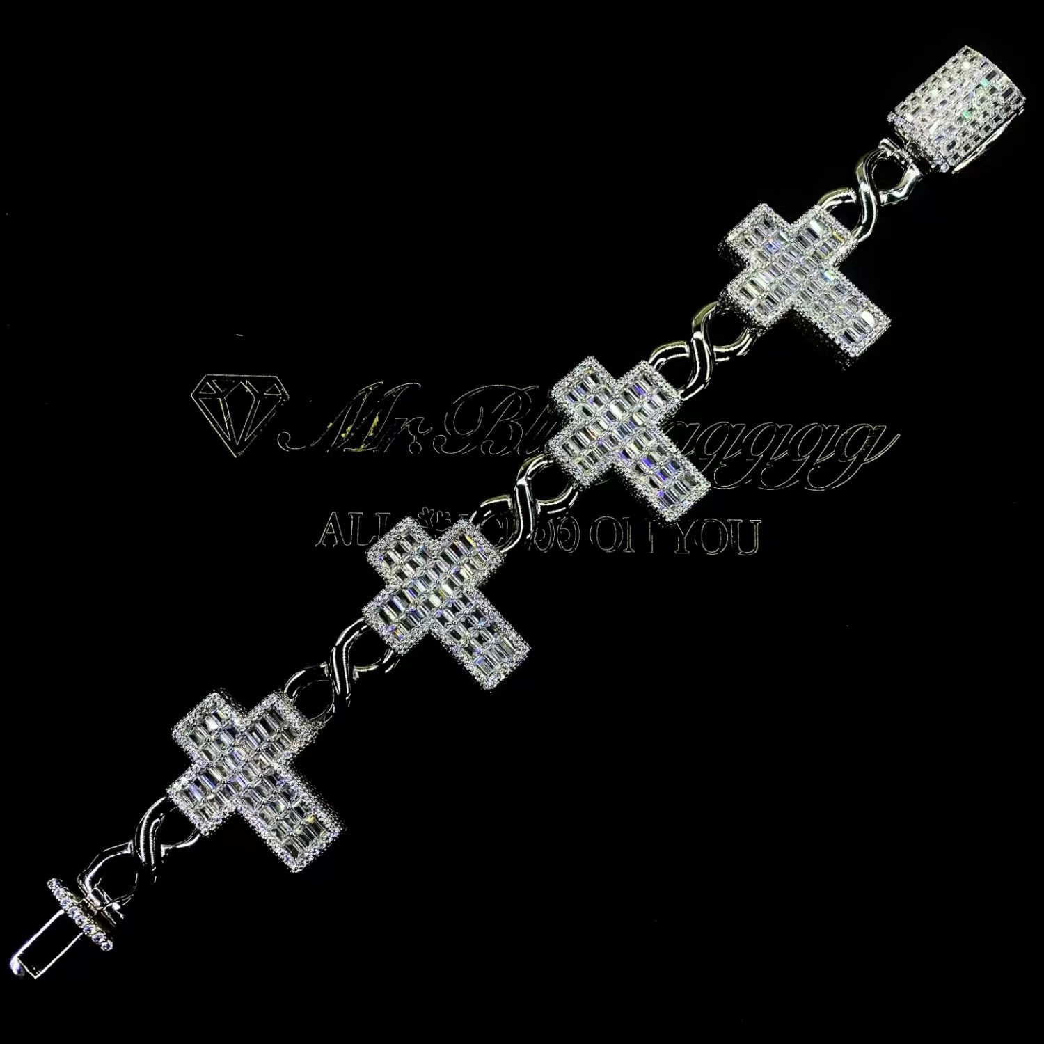Mr.Blingggggg European and American hip-hop jewelry, private custom-made mixed mosaic cross stitching Mobius hand
