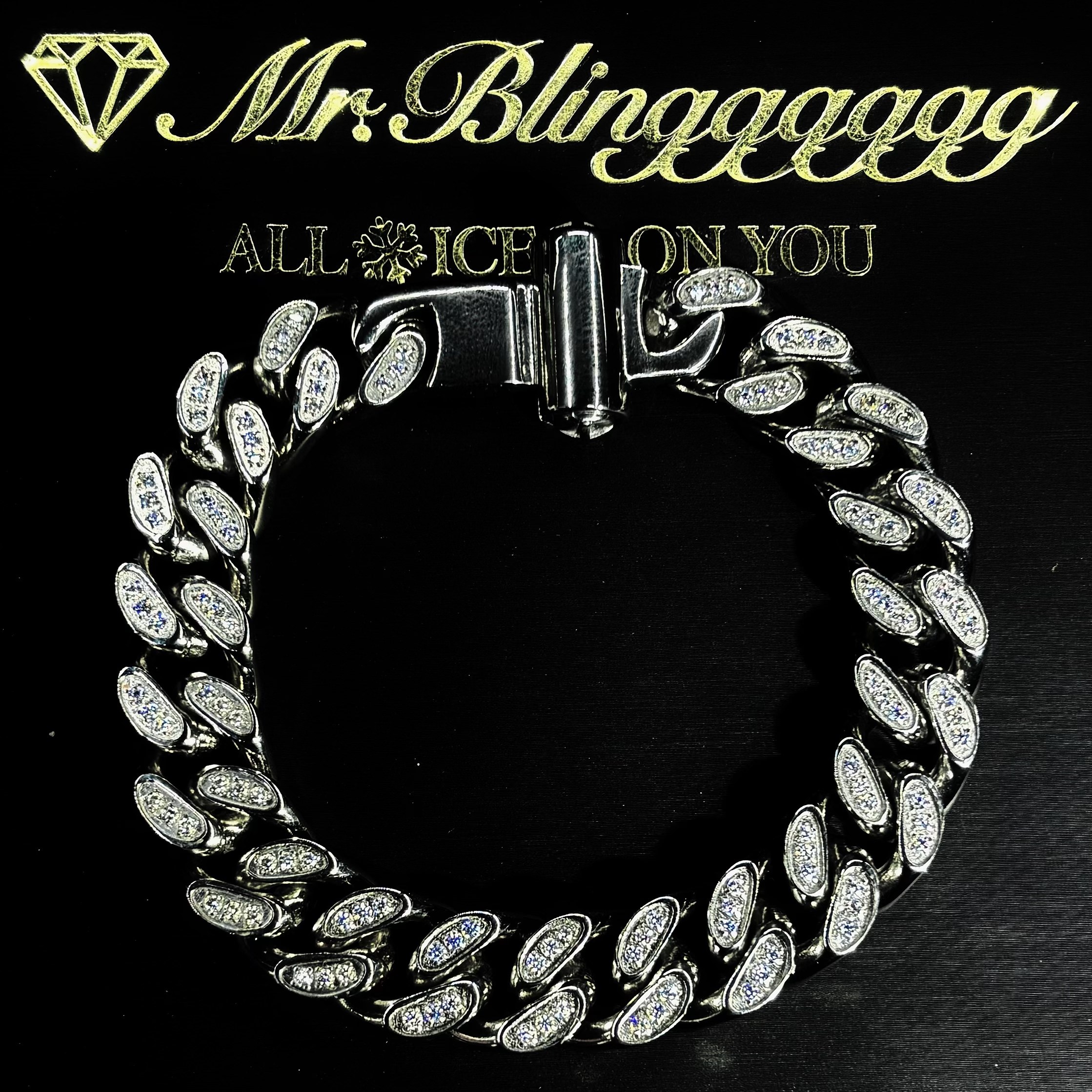 Mr.Blingggggg European and American hip-hop jewelry 12mm basic model, guaranteed not to fade, full of diamonds, Cuban bracelets