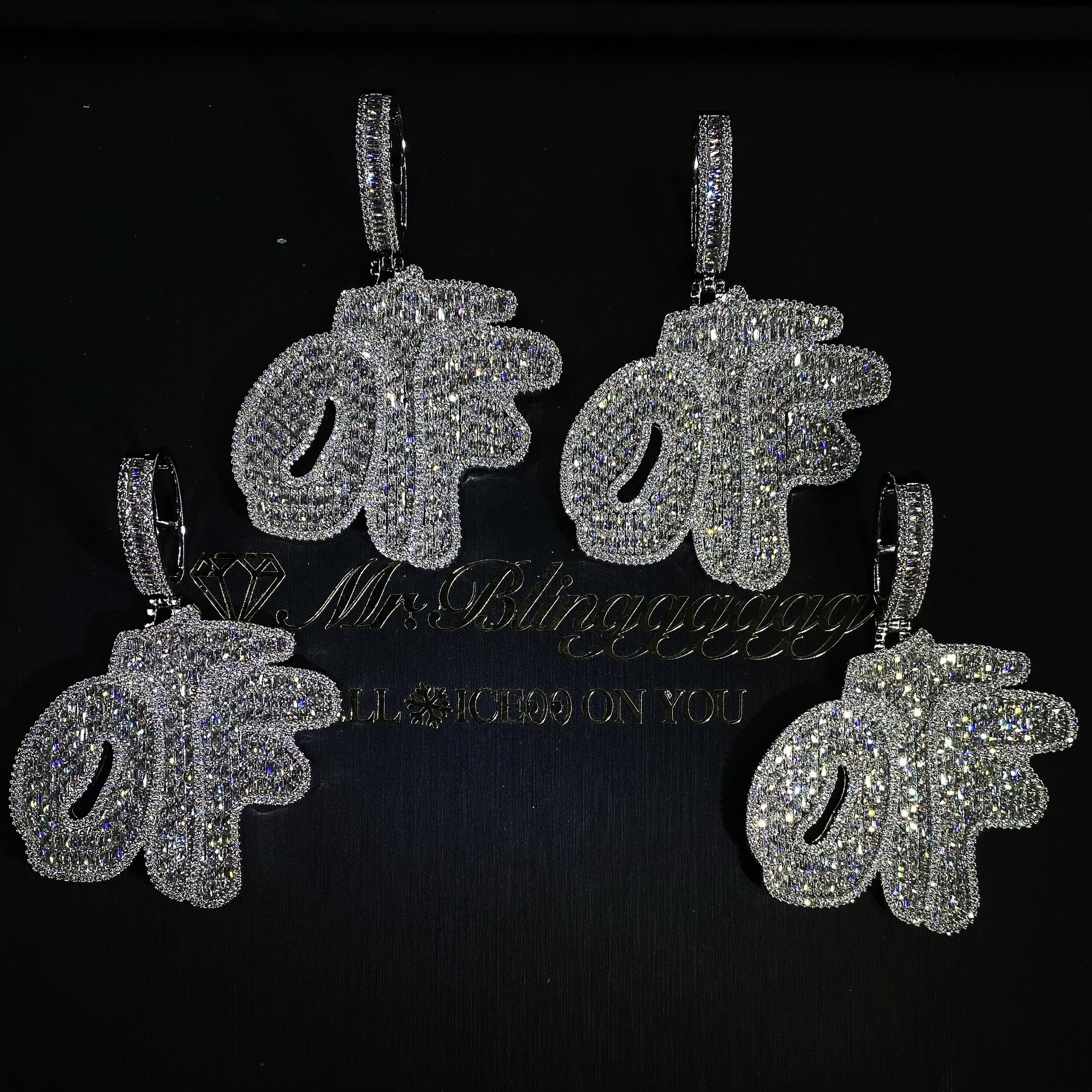 Mr.Blingggggg European and American hip-hop jewelry Lil Durk's same style full diamond mixed OTF letter pendant