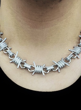 Mr.Bling混合镶嵌荆棘铁丝古巴链