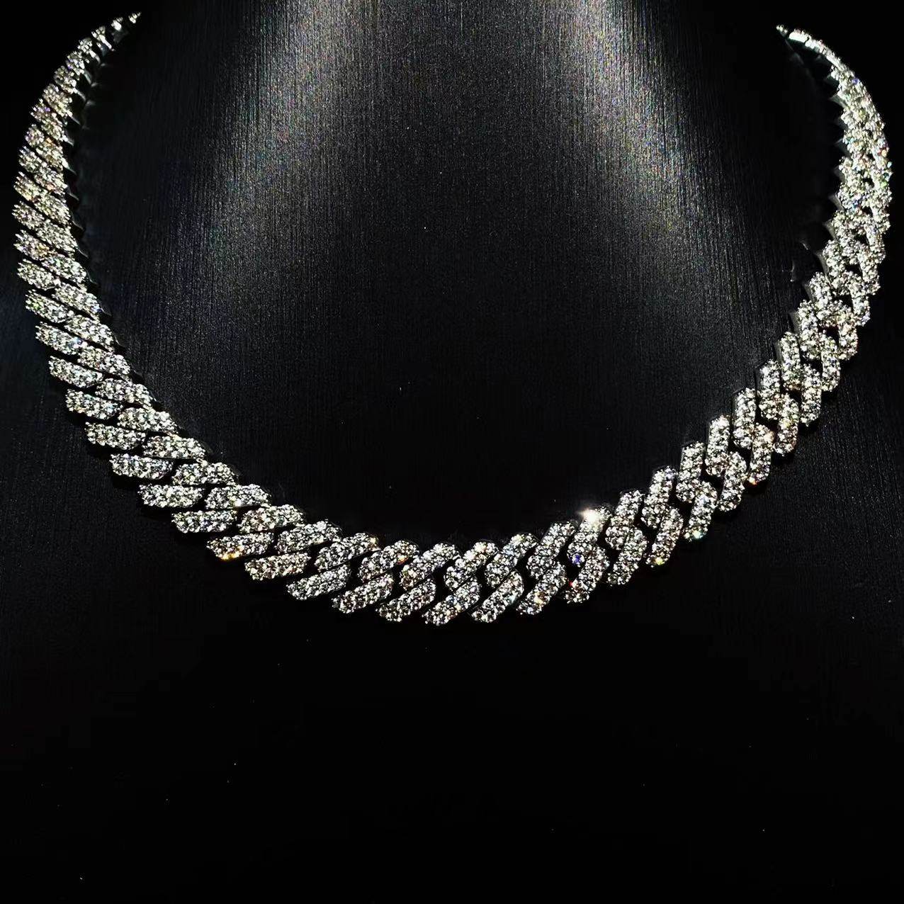 Mr.Blingggggg European and American hip-hop jewelry 12mm basic diamond-shaped unisex diamond-shaped Cuban chain