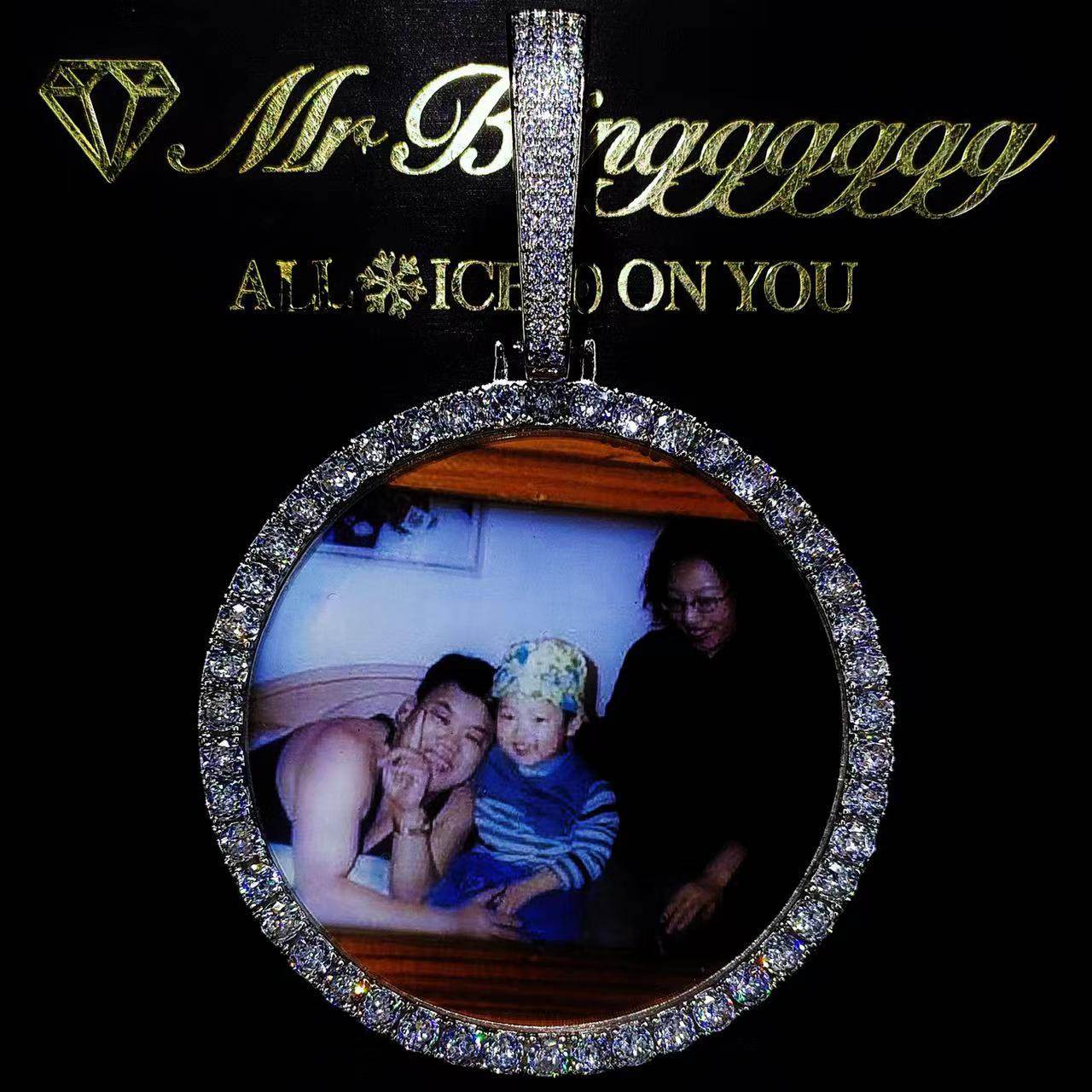 Mr.Blingggggg European and American hip-hop jewelry full diamond large size 7cm diameter photo frame custom pendant