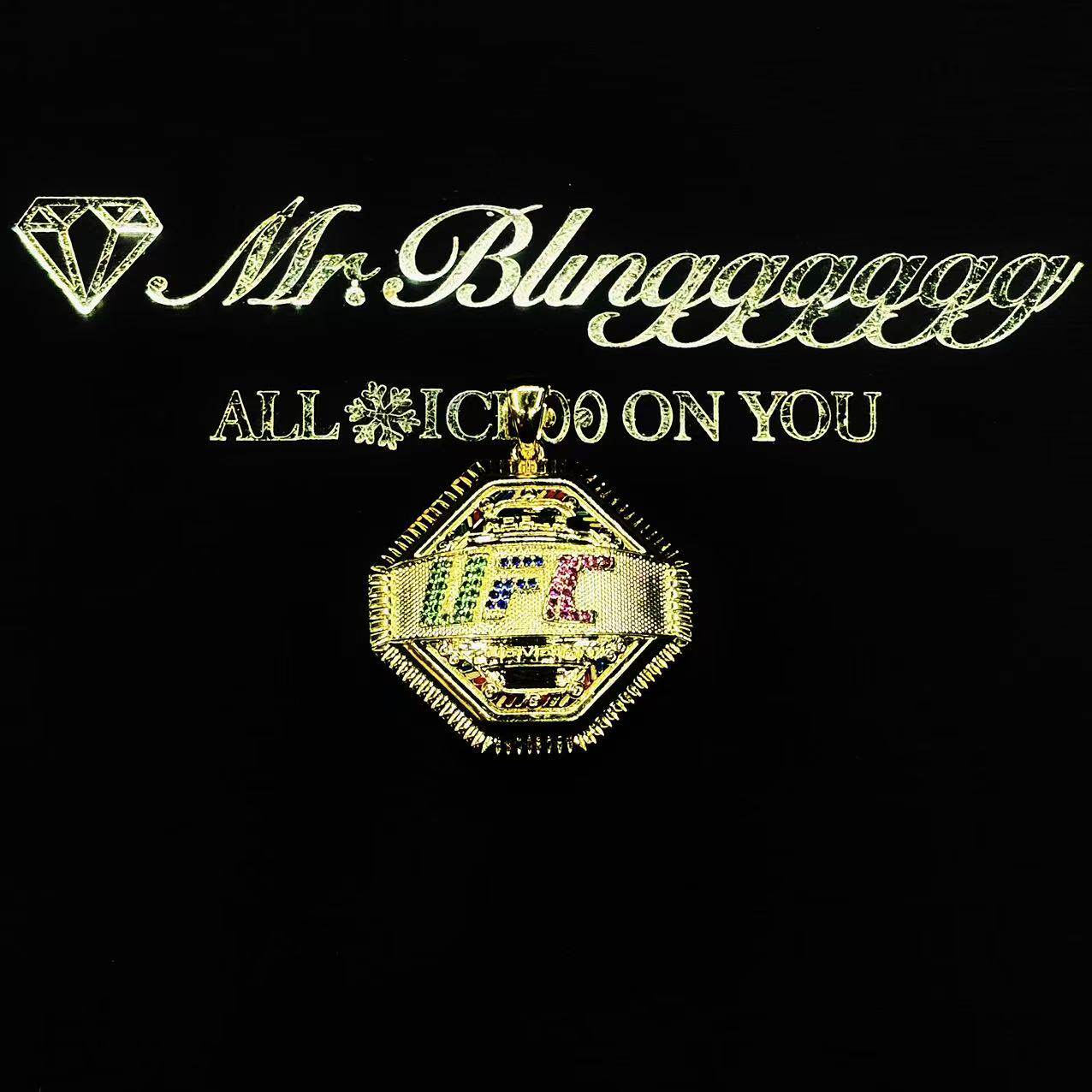 Mr.Blingggggg European and American hip-hop jewelry customized diamond-encrusted enamel engraving UFC Logo pendant
