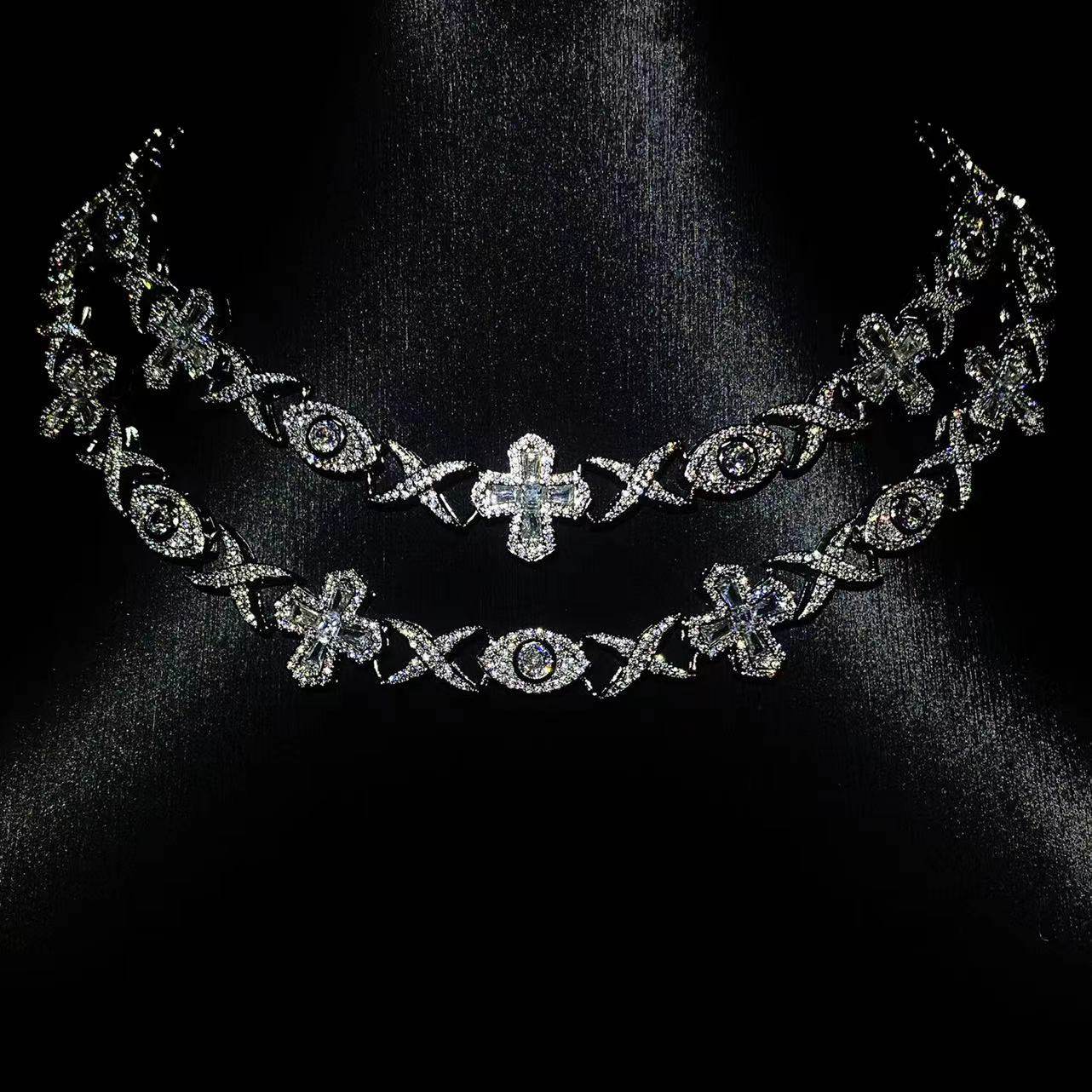 Mr.Blingggggg European and American hip-hop jewelry 8mm Mobius All-Seeing Eye Cross Cuban Chain