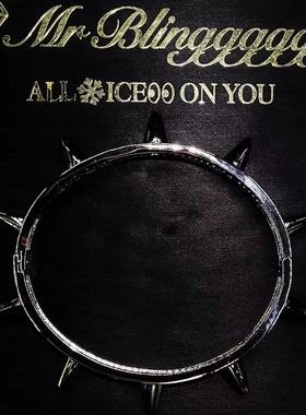 Mr.Bling朋克半钻铆钉镶钻手镯