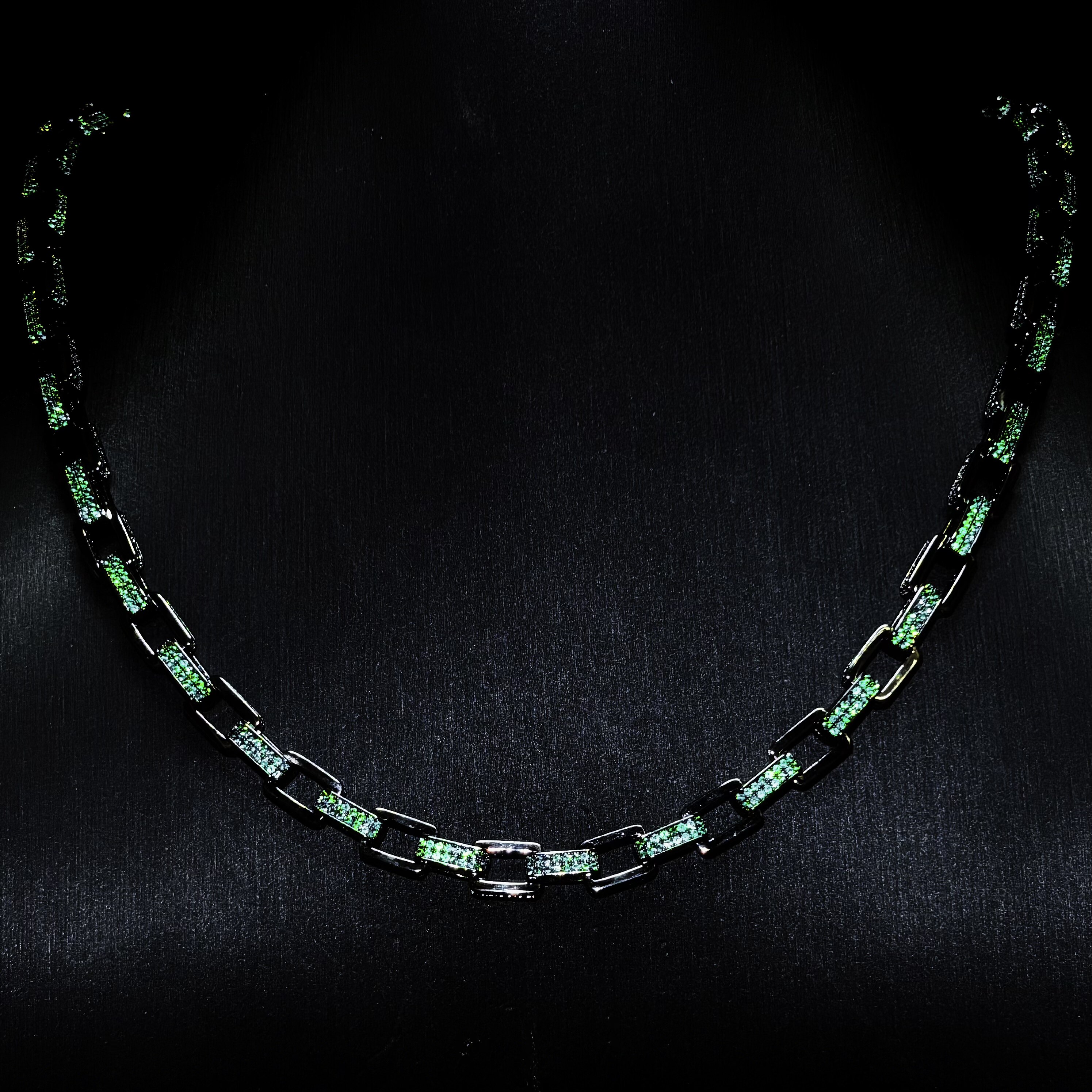 Mr.Blingggggg European and American hip-hop jewelry 8mm customized black and green Ma Siwei black horse pendant bamboo chain