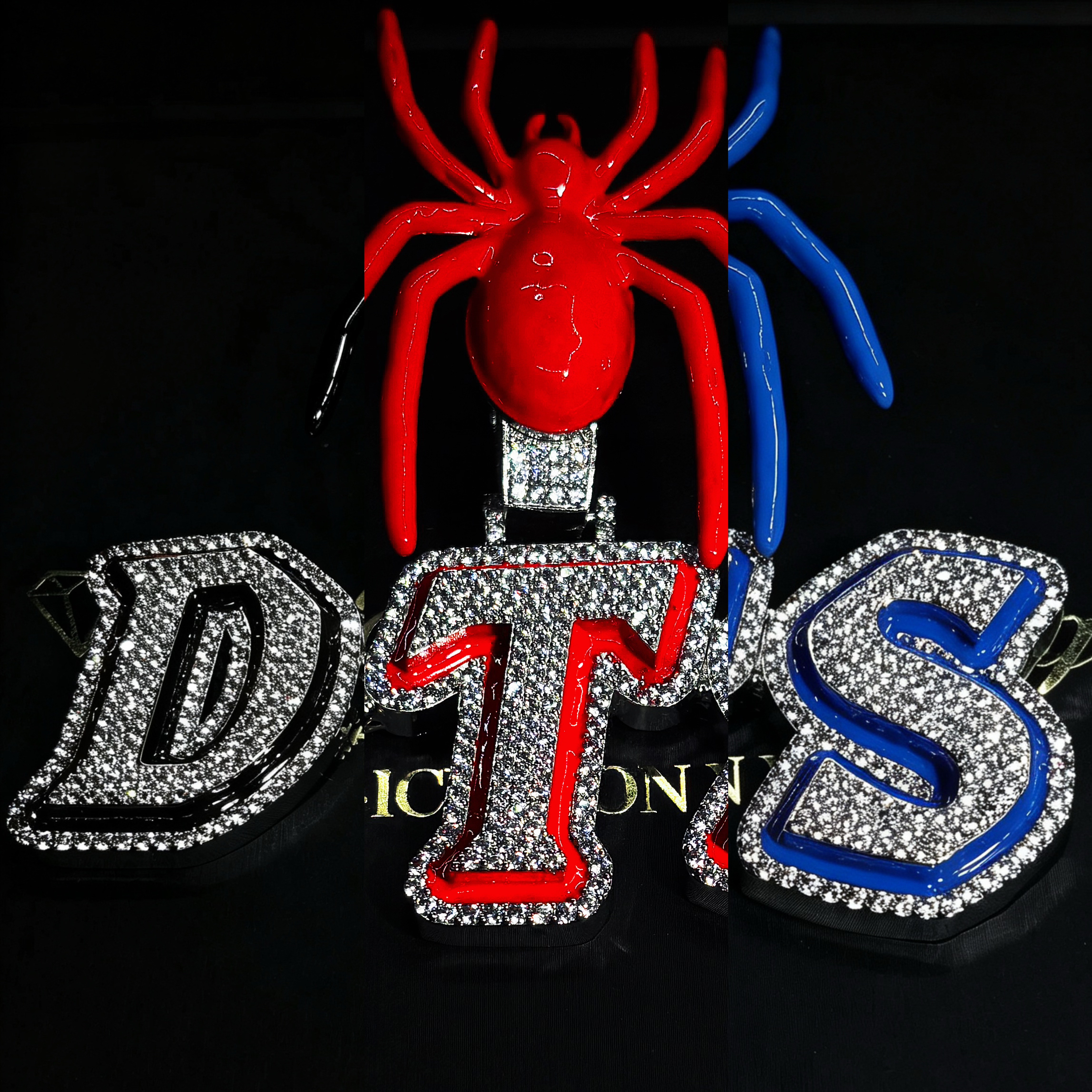 Mr.Blingggggg European and American hip-hop jewelry customized Spider-Man belt head colorful enamel full diamond letter pendant