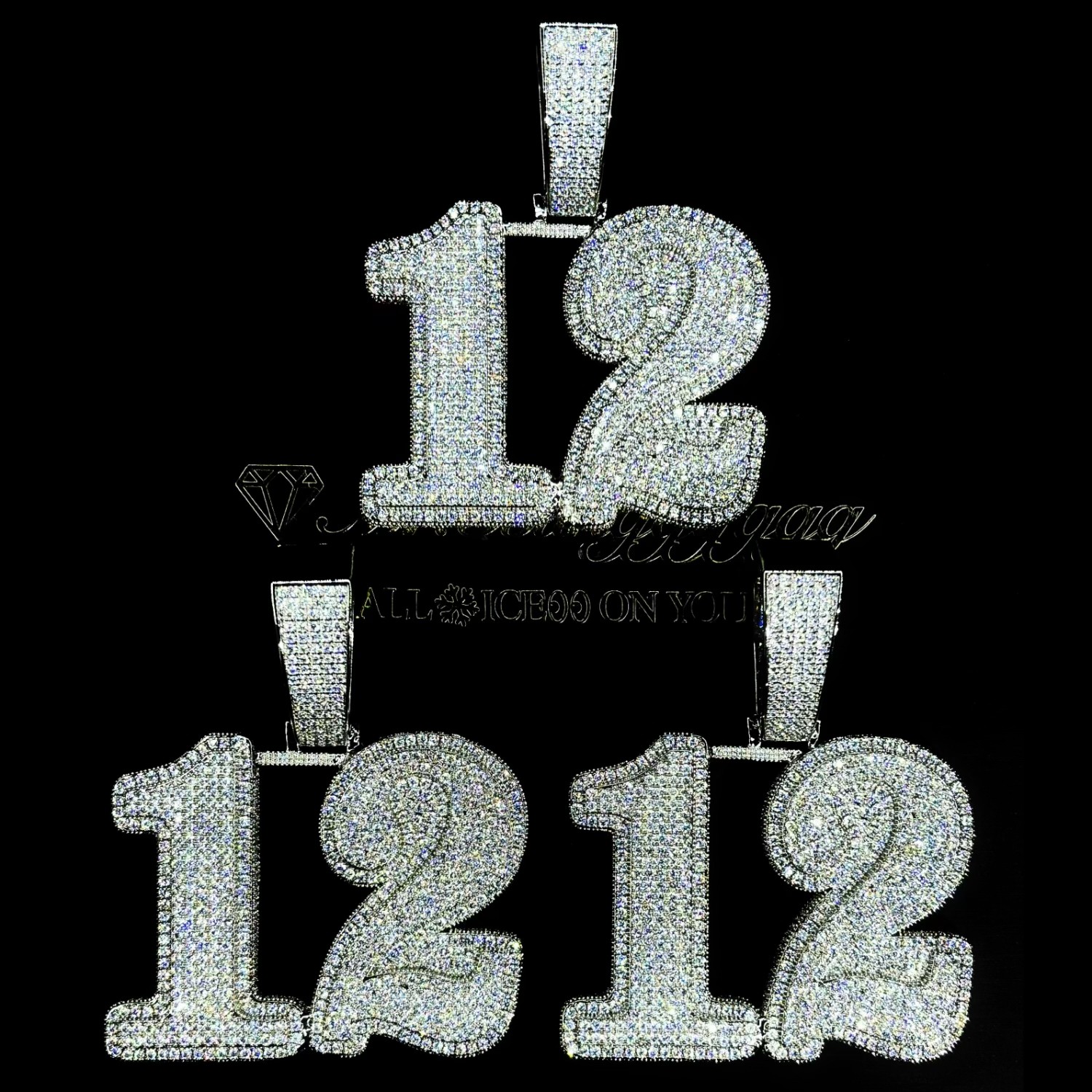 Mr.Blingggggg European and American hip-hop jewelry customized Morant's same style full diamond number 12 pendant customized