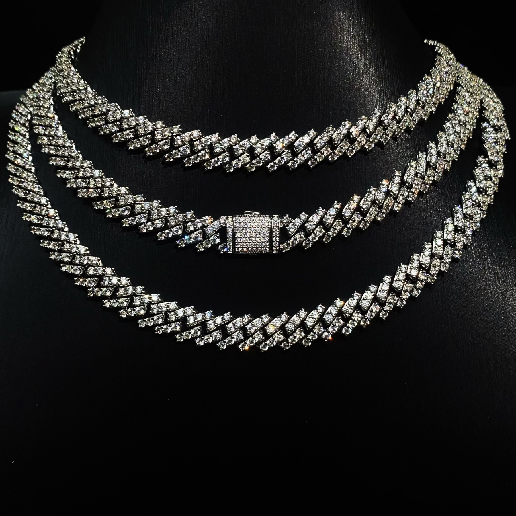 Mr.Blingggggg European and American hip-hop jewelry 9mm single row full of diamonds, unisex and versatile diamond-shaped Cuban chain