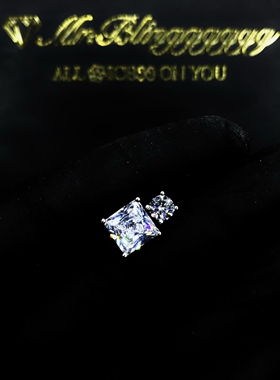 Mr.Bling情侣纯银公主切方钻耳钉