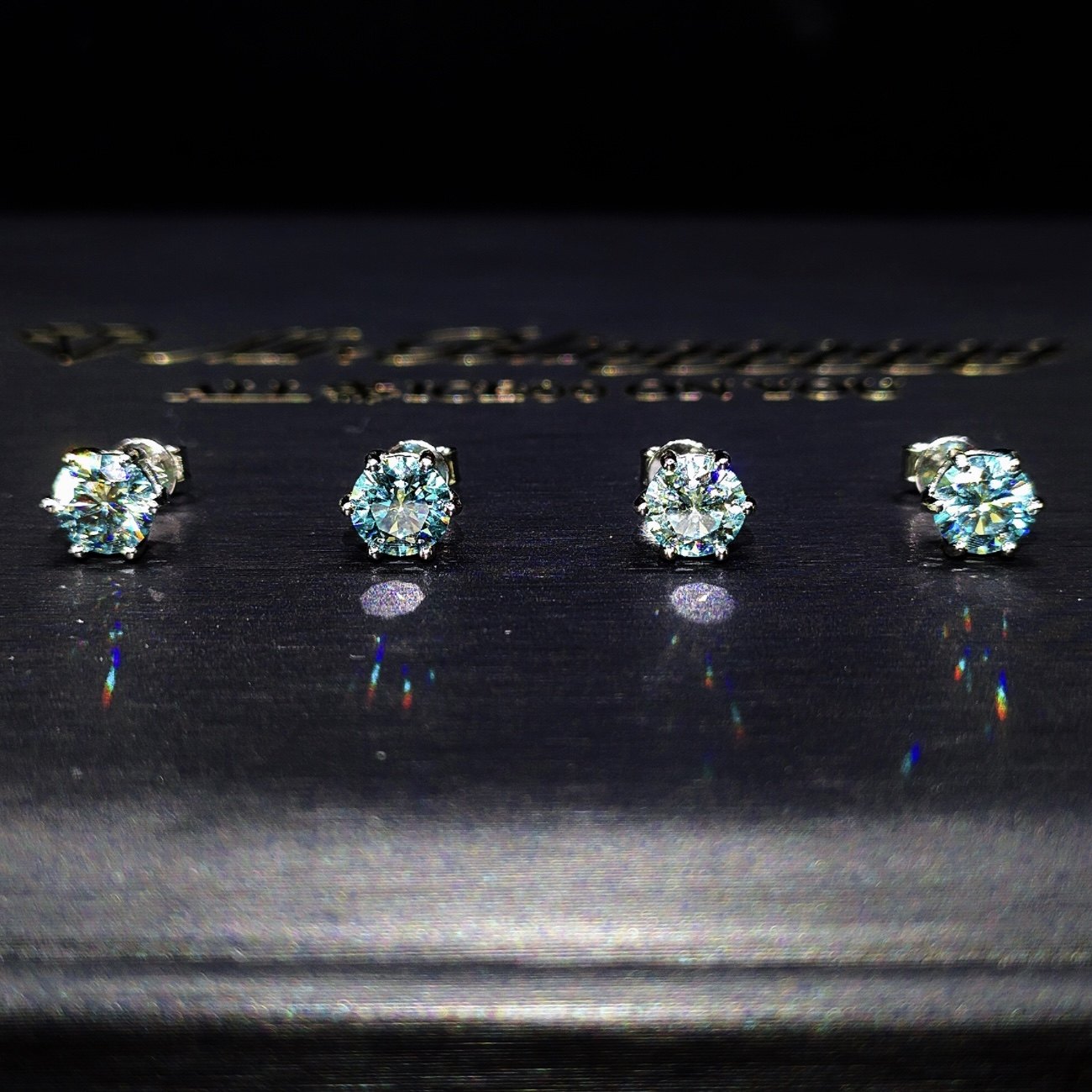 Mr.Blingggggg European and American hip-hop jewelry 1 carat 6.5mm moissanite lake blue sterling silver diamond stud earrings