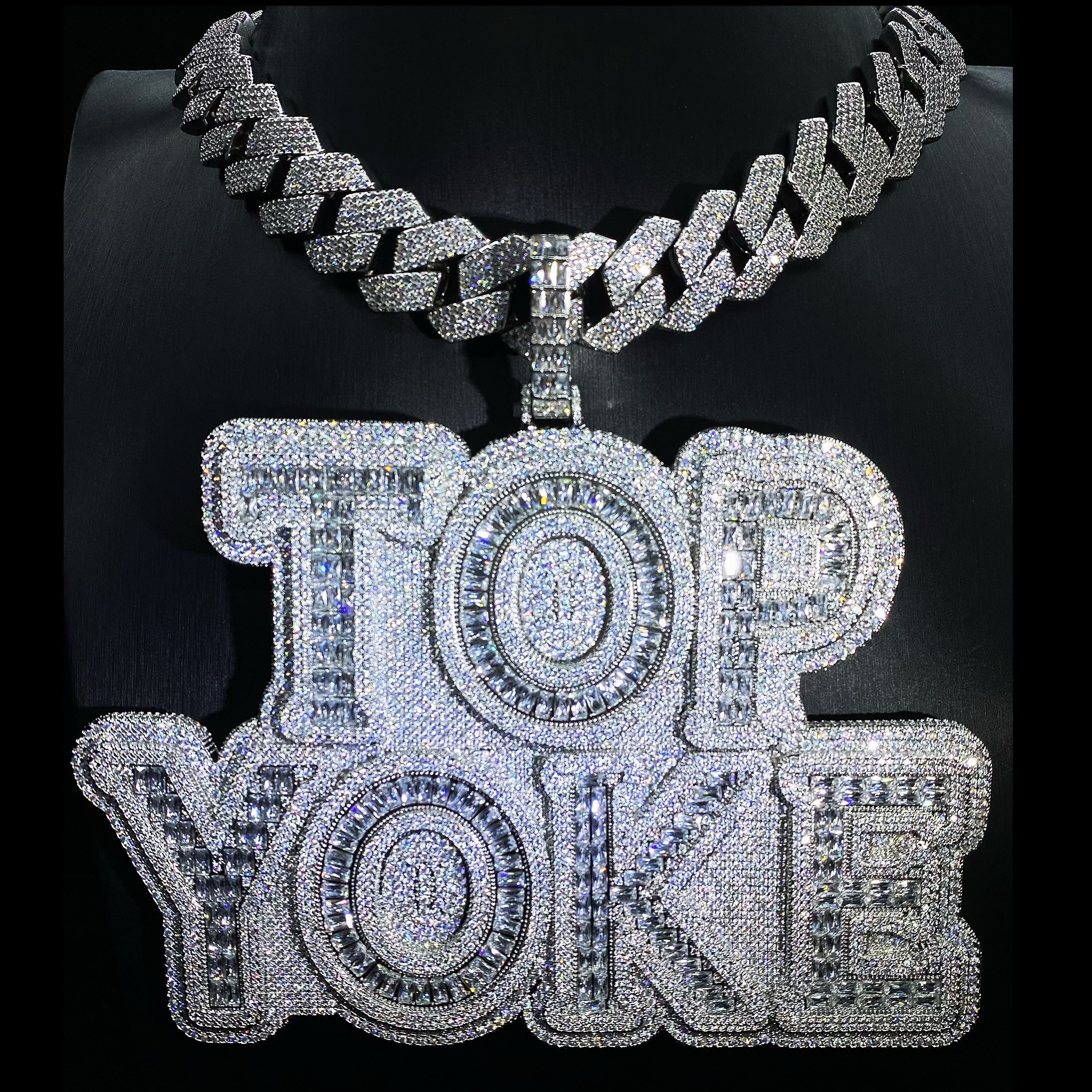 Mr.Blingggggg European and American hip-hop jewelry DJ TOPYOKE customized mixed letter diamond-shaped Cuban chain