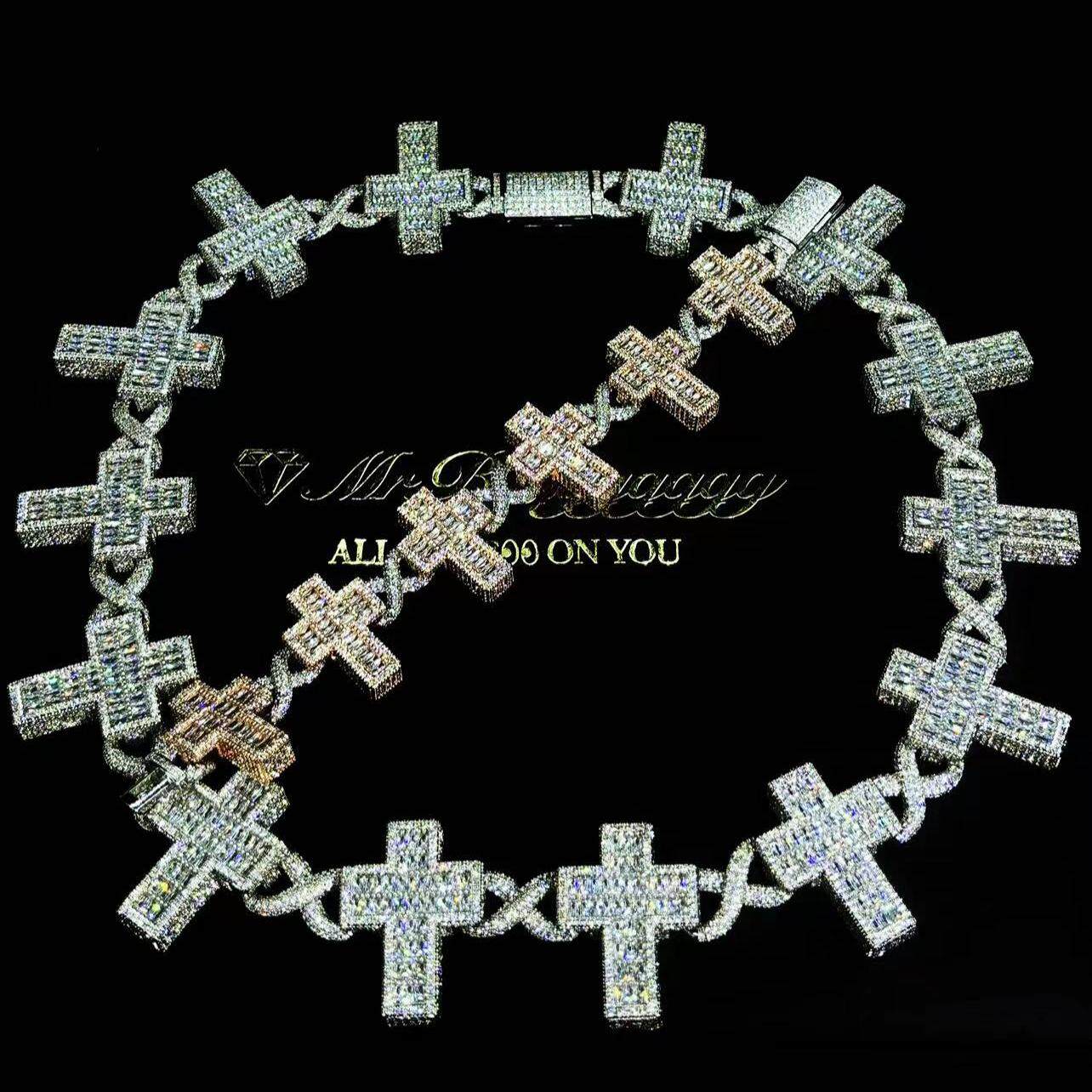 Mr.Blingggggg European and American hip-hop jewelry Rapper's same style full diamond Mobius cross necklace