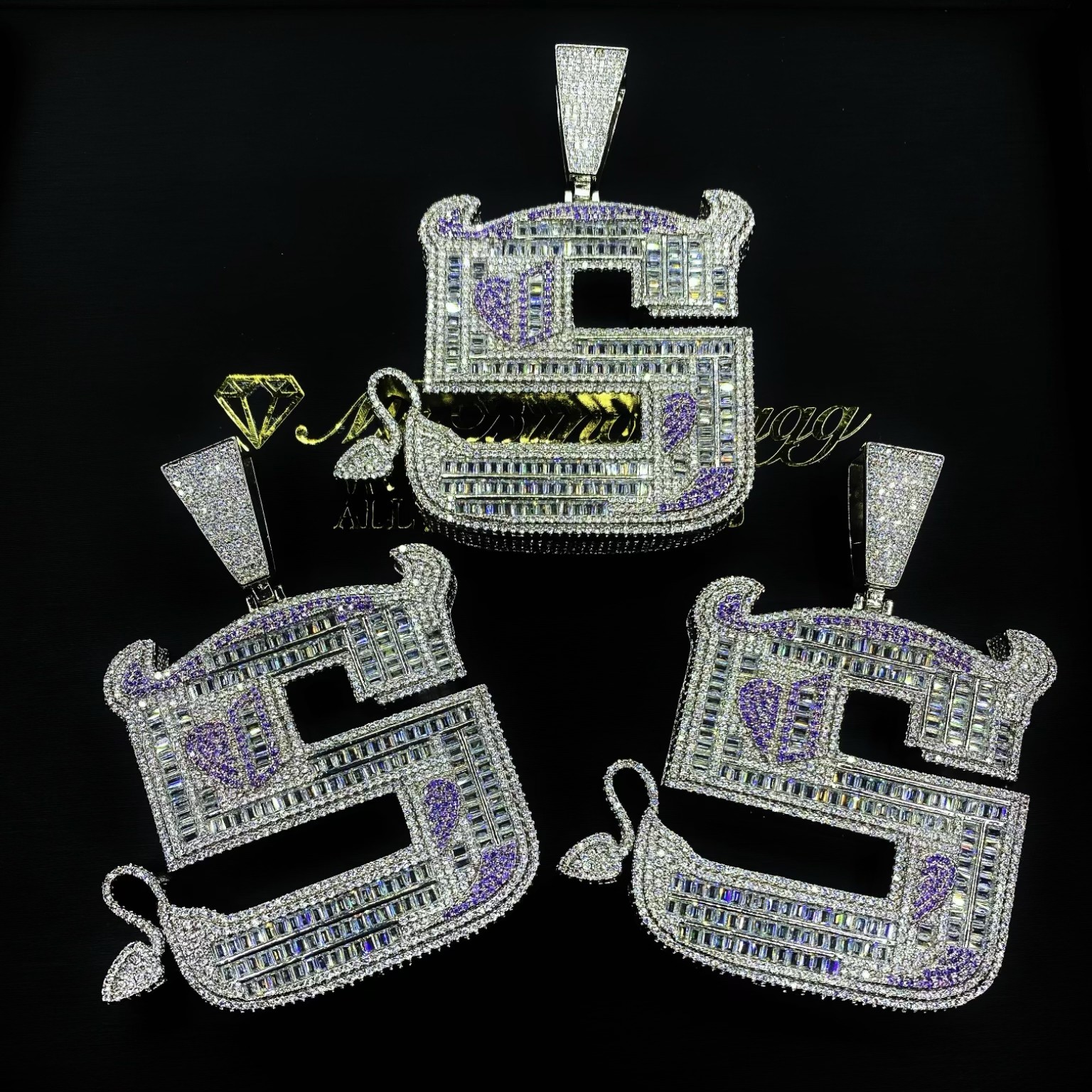 Mr.Blingggggg European and American hip-hop jewelry, full diamond mixed inlaid domineering devil square diamond pendant