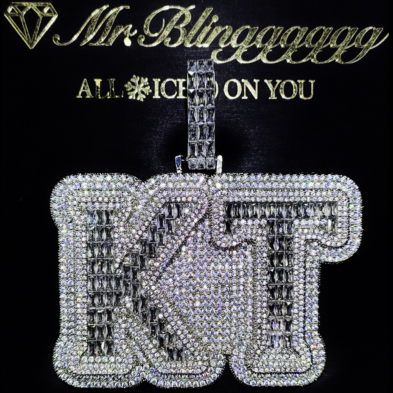 Mr.Blingggggg European and American hip-hop jewelry custom mixed inlay baguette diamond alphanumeric splicing pendant