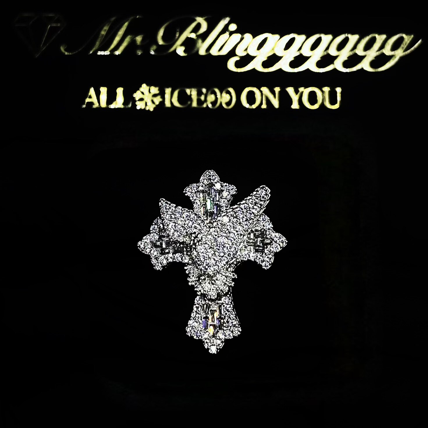 Mr.Blingggggg European and American hip-hop full diamond mixed inlaid peace dove cross rap street style ring