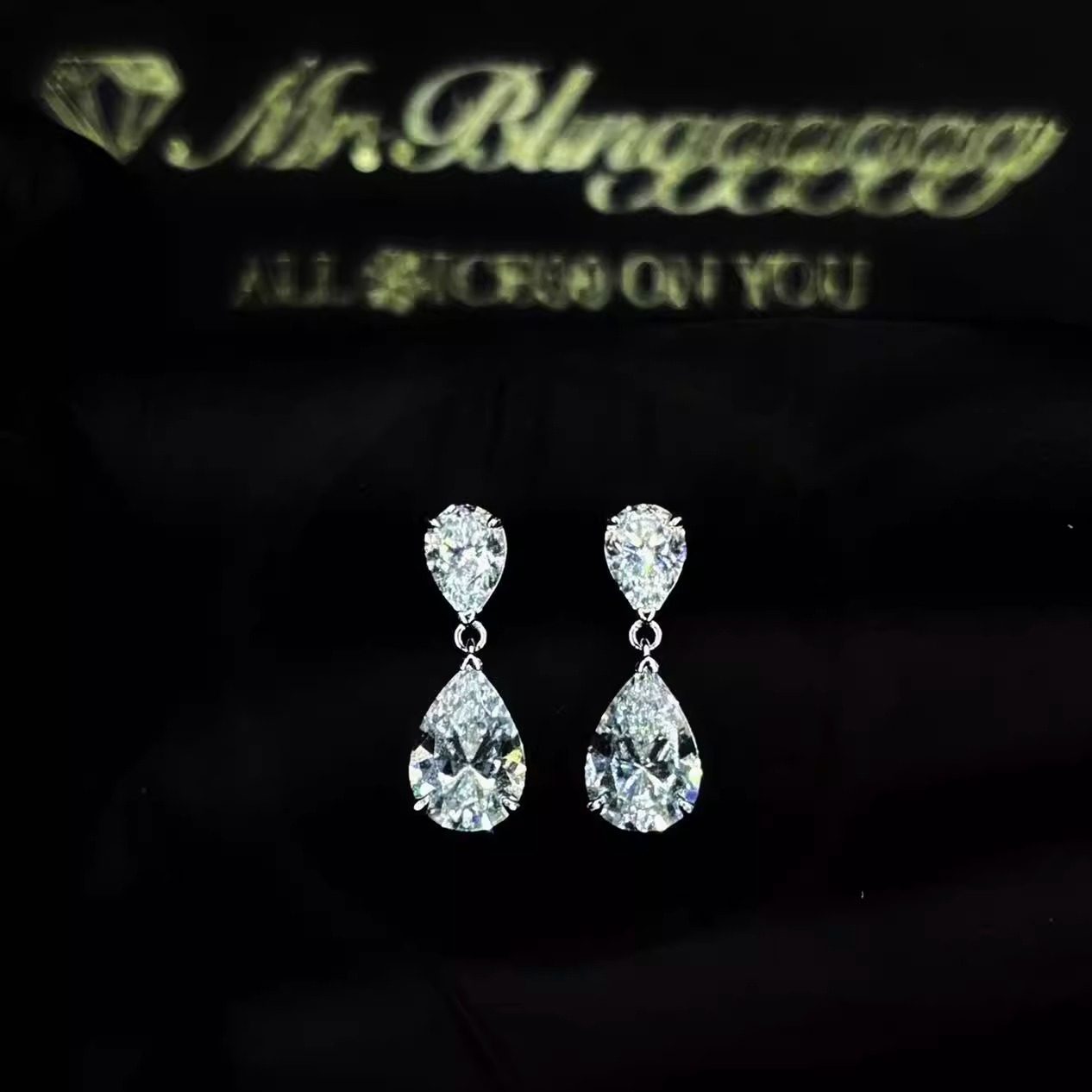 Mr.Blingggggg European and American hip-hop jewelry Jake Paul's same style 925 silver drop diamond earrings