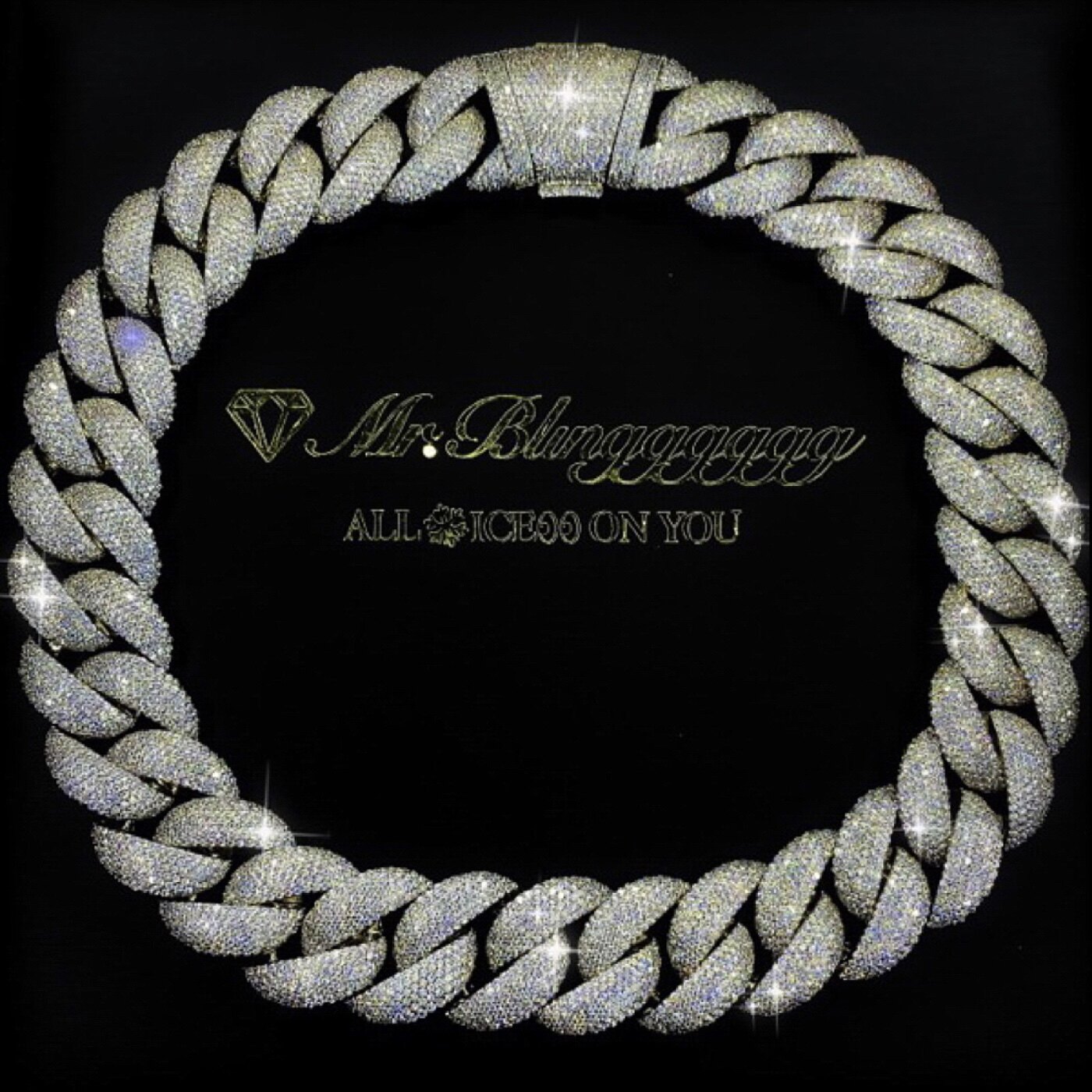Mr.Blingggggg European and American hip-hop jewelry 23mm wide version heavy industry super dense full diamond bubble Cuban chain