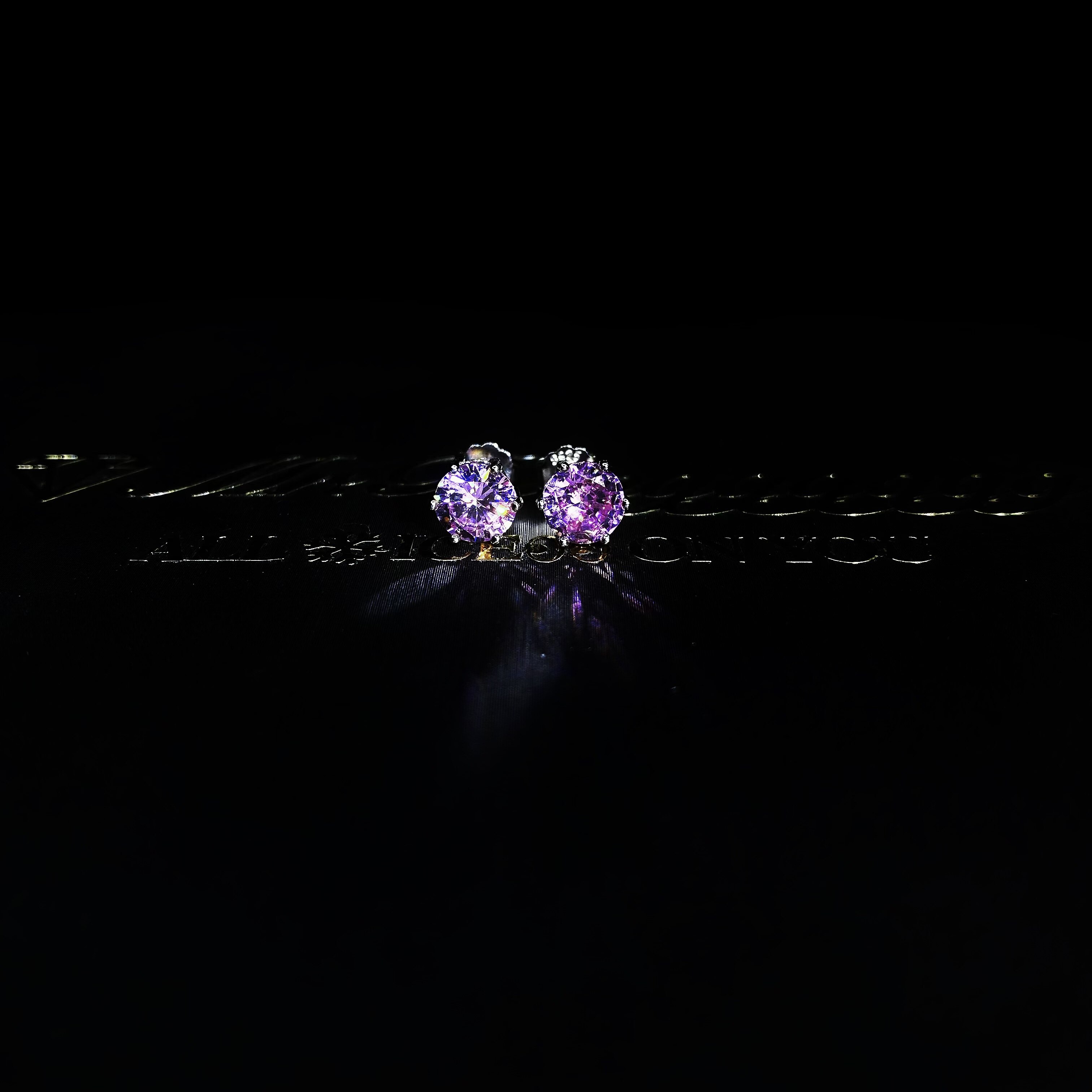 Mr.Blingggggg European and American hip-hop jewelry S925 silver six-claw pink moissanite couple diamond earrings