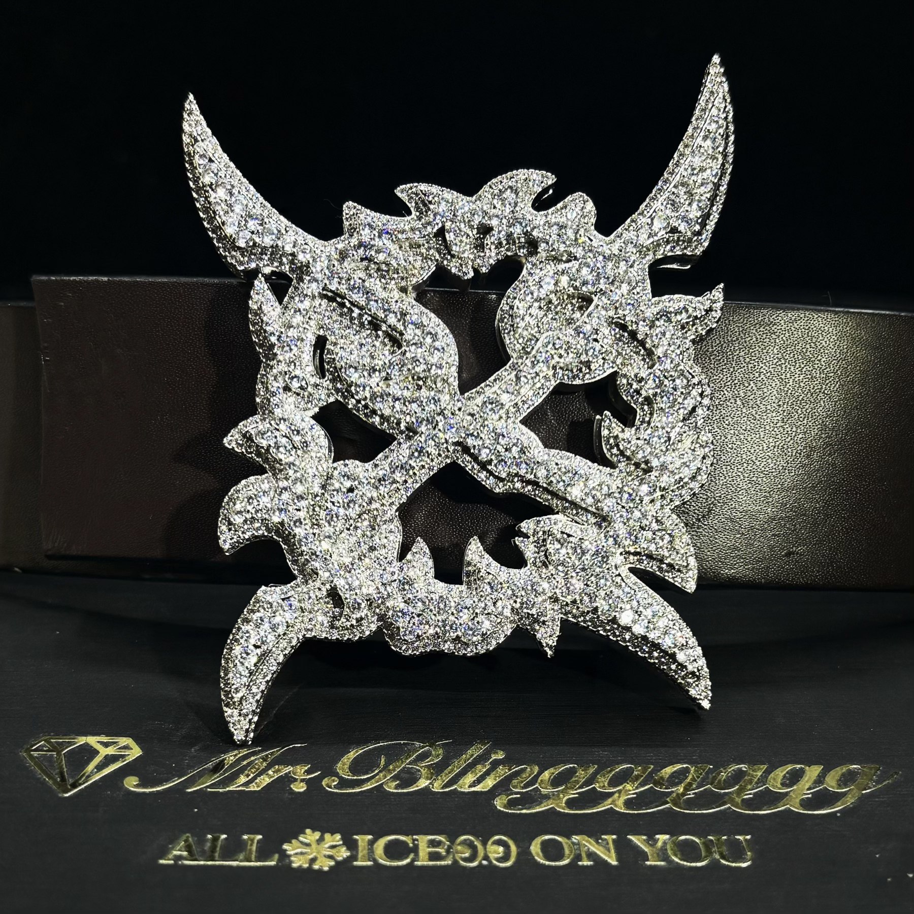 Mr.Blingggggg European and American hip-hop jewelry Ken Carson TEEN X full diamond belt buckle belt buckle