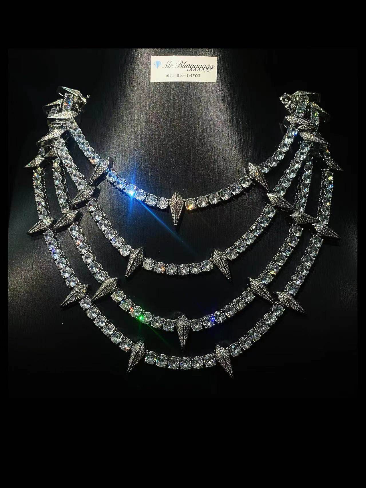 Mr.Blingggggg European and American hip-hop jewelry full diamond Marvel Black Panther same style spiked super flash diamond tennis chain