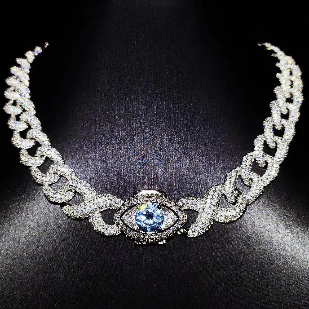 Mr.Blingggggg European and American hip-hop jewelry Takeoff's same style full diamond Mobius Eye Cuban chain