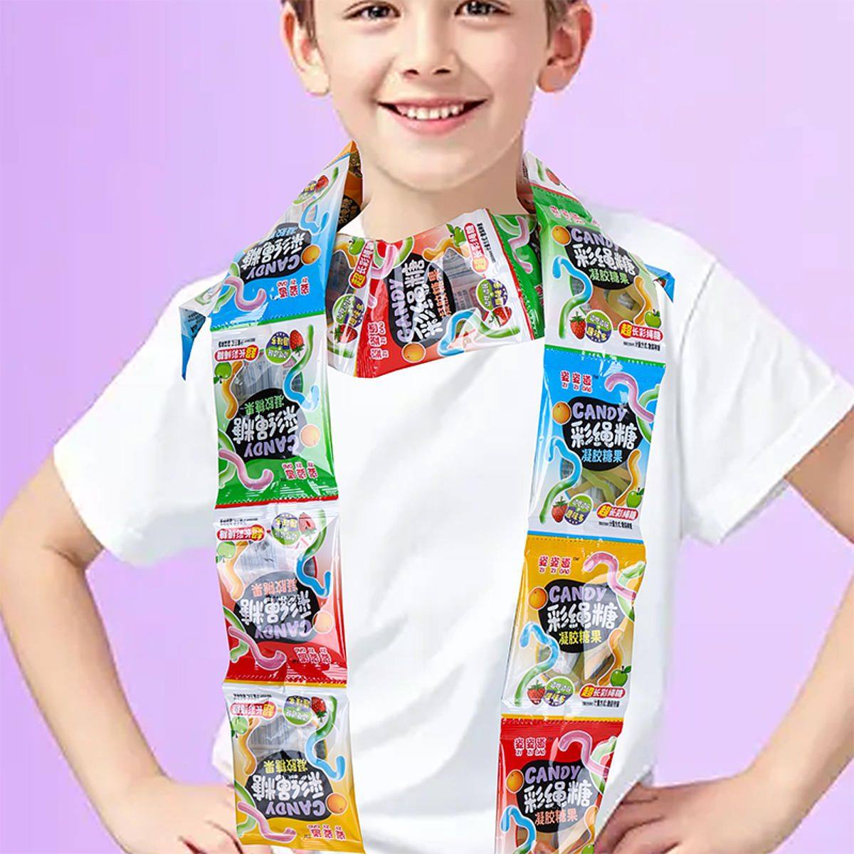 彩绳软糖果汁味彩虹糖长条休闲网红糖果五彩趣味橡皮糖怀旧小零食,淘宝优惠券,粉丝福利购,淘宝优惠卷