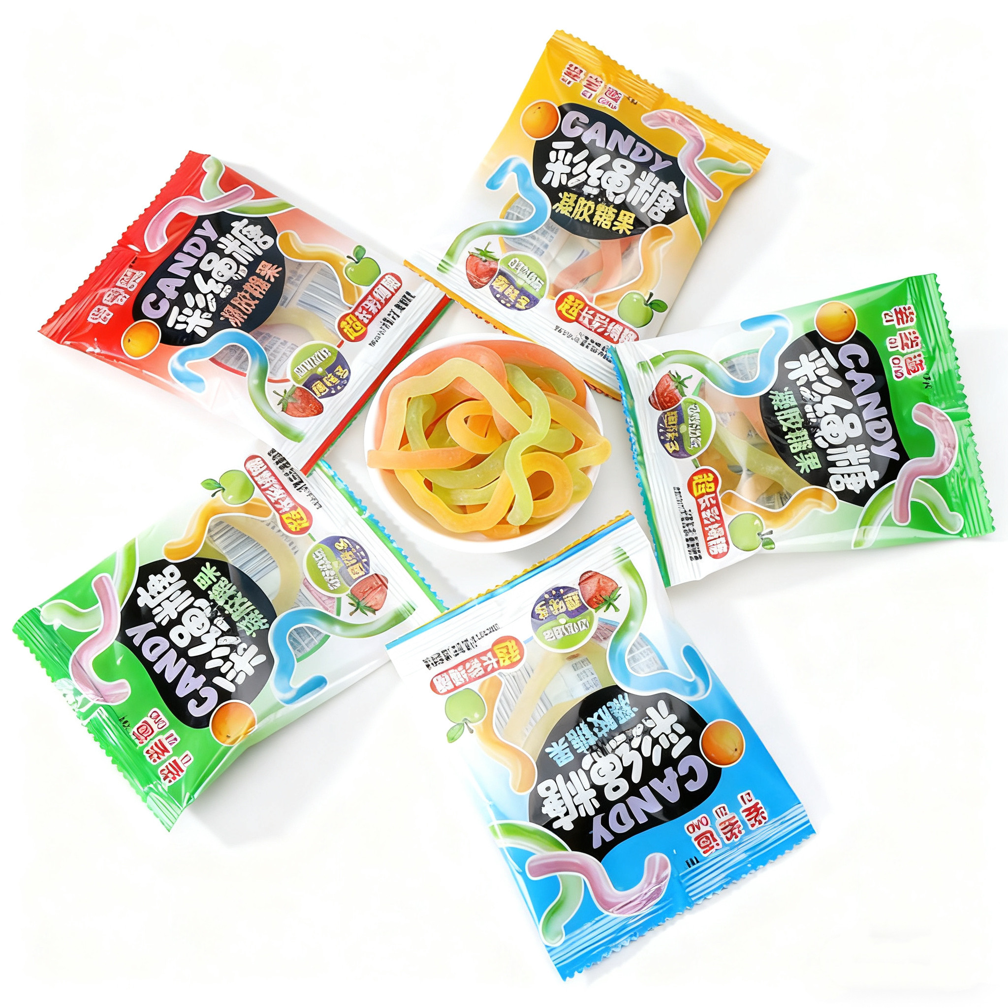 彩绳软糖果汁味彩虹糖长条休闲网红糖果五彩趣味橡皮糖怀旧小零食,淘宝优惠券,粉丝福利购,淘宝优惠卷