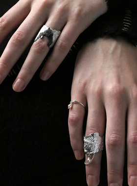 moiiom925银水滴肌理珍珠戒指