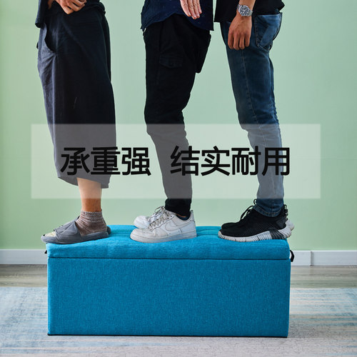 布艺换鞋收纳凳子储物柜可坐家用门口穿鞋服装店休息试衣间沙发凳 - 图2