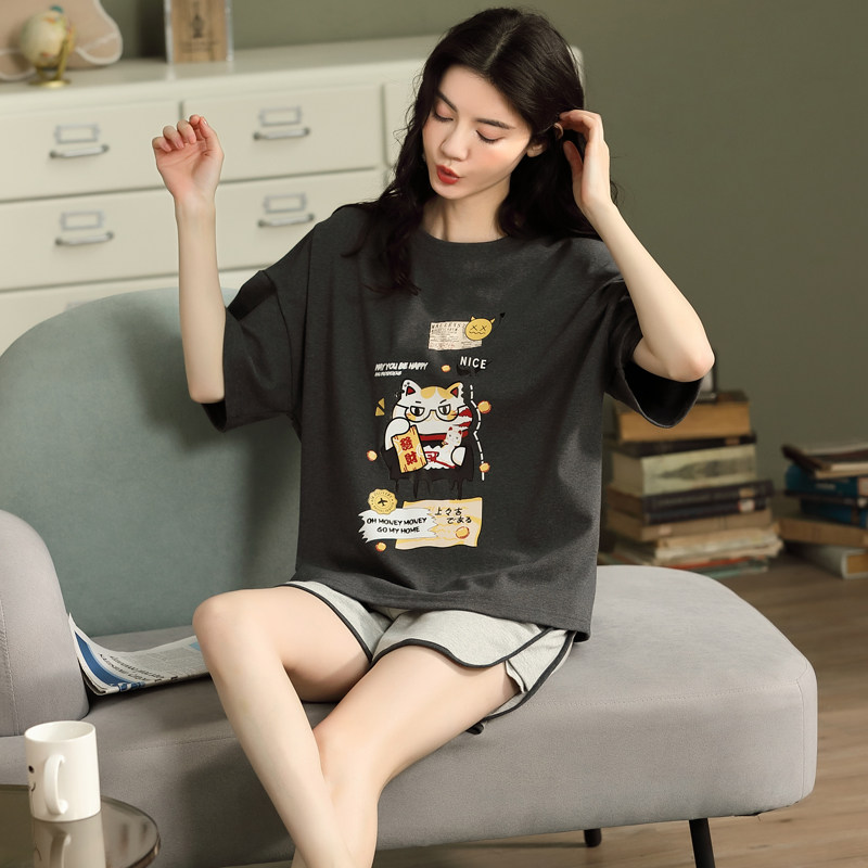 睡衣女士夏季纯棉可爱短袖薄款两件套装韩版时尚春夏可外穿家居服,淘宝优惠券,粉丝福利购,淘宝优惠卷