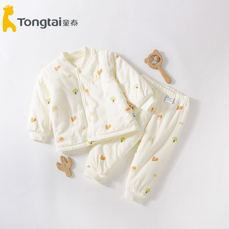童泰婴幼儿夹棉保暖棉服秋冬新款男女宝宝对开立领薄棉套装1767,淘宝优惠券,粉丝福利购,淘宝优惠卷