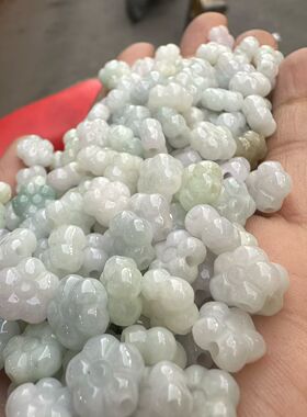 天然翡翠A货梅花散珠DIY配件