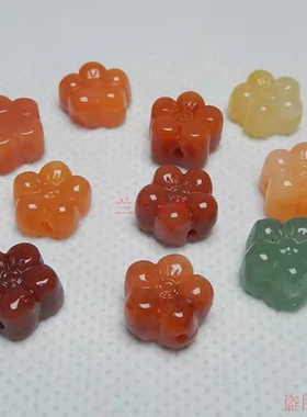 天然金丝玉梅花手工DIY隔珠