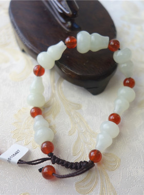 白玉葫芦男女款福禄寿带证书手串