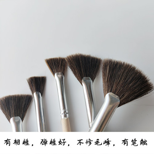 貂毛扇形油画笔老师丙烯写实古典专业级专用学生绘画水粉水彩画笔 - 图1