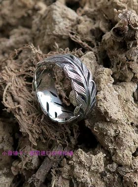 印第安风雄鹰羽毛纯银泰国戒指