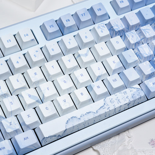 雁来山序古风诗词键帽PBT热升华定制机械键盘帽68/87/108夜魔个性 - 图0