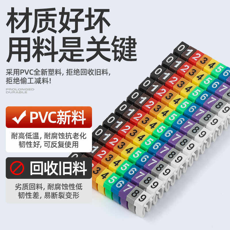 M开口环保卡式号码管彩色数字卡扣标签机房网线理线标识标记线号,淘宝优惠券,粉丝福利购,淘宝优惠卷
