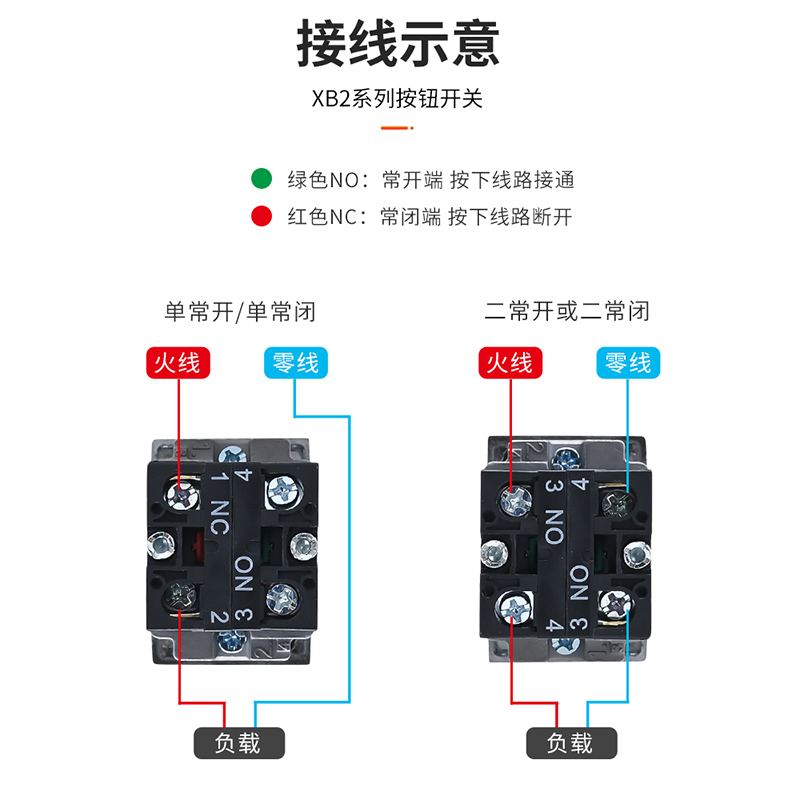 廿开XB2-ES542 急停按钮开关 一常闭 开孔22mm 塑料按钮按下锁定 - 图2