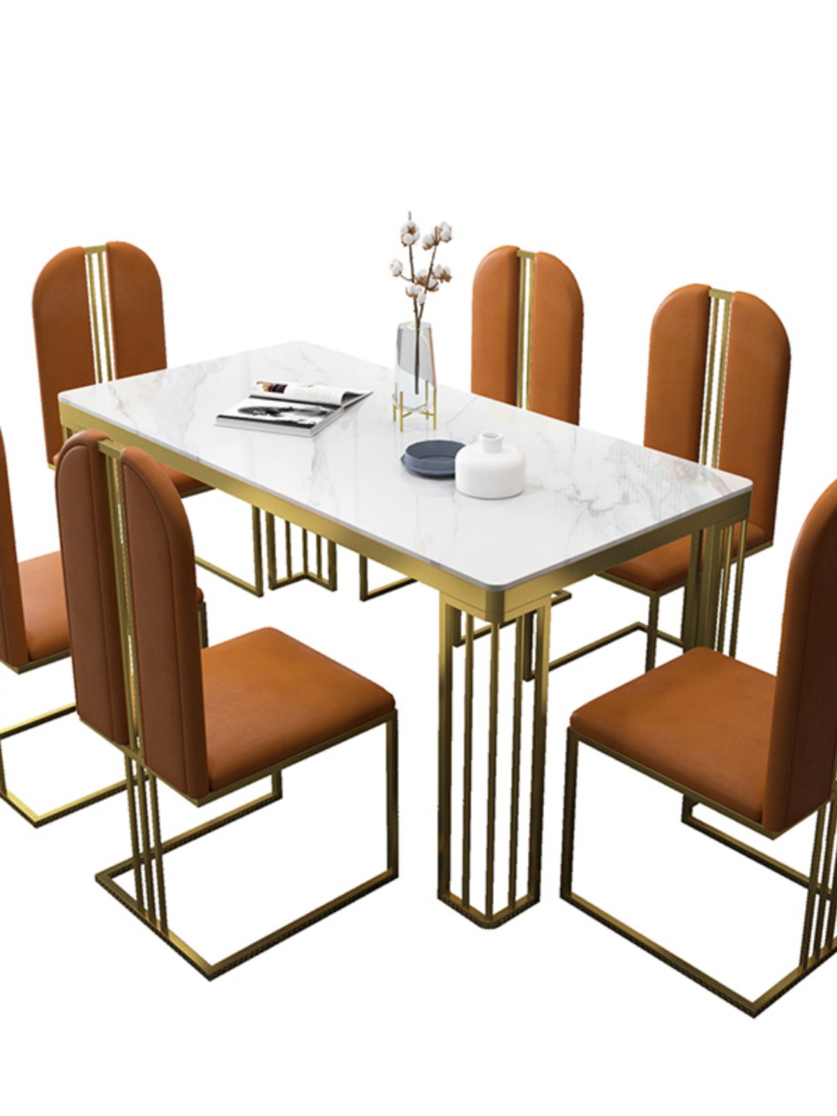 轻奢法式岩板餐桌简约小户型桌椅椅子组合长方形家用吃饭桌子-图2