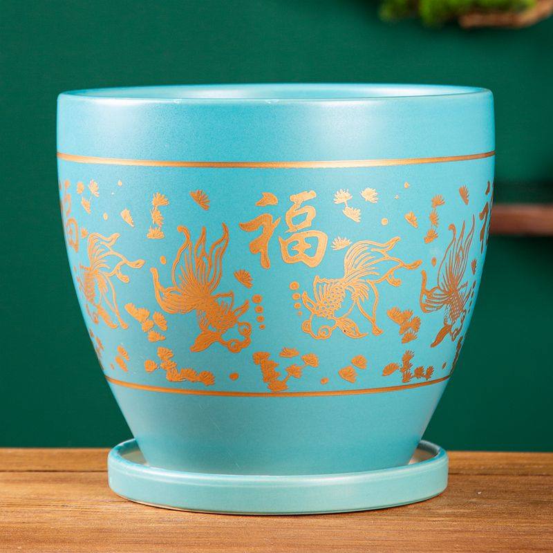 花盆陶瓷特大号清仓简约创意家用桌面阳台绿植花盆带托盘特价包邮,淘宝优惠券,粉丝福利购,淘宝优惠卷