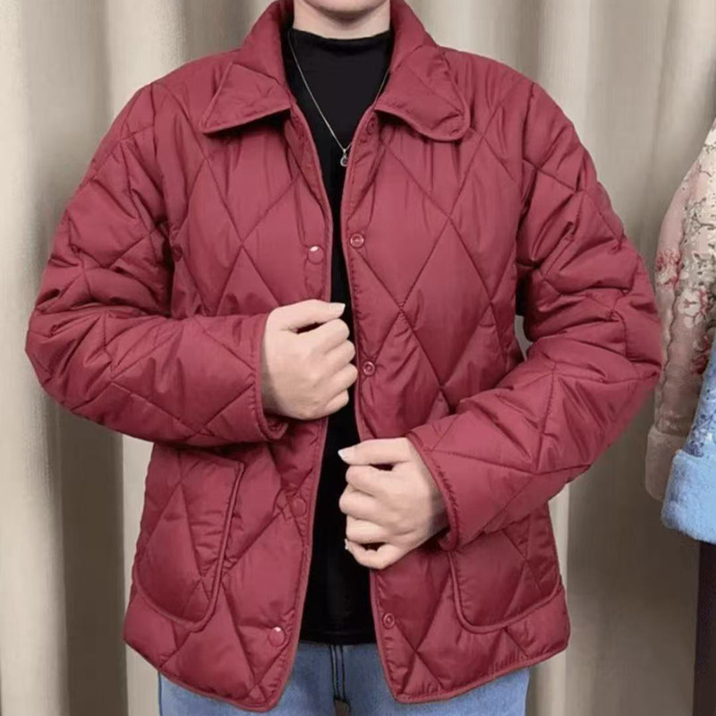 2026秋冬款洋气短款棉衣女菱格中老年棉服修身轻薄羽绒棉袄短外套,淘宝优惠券,粉丝福利购,淘宝优惠卷