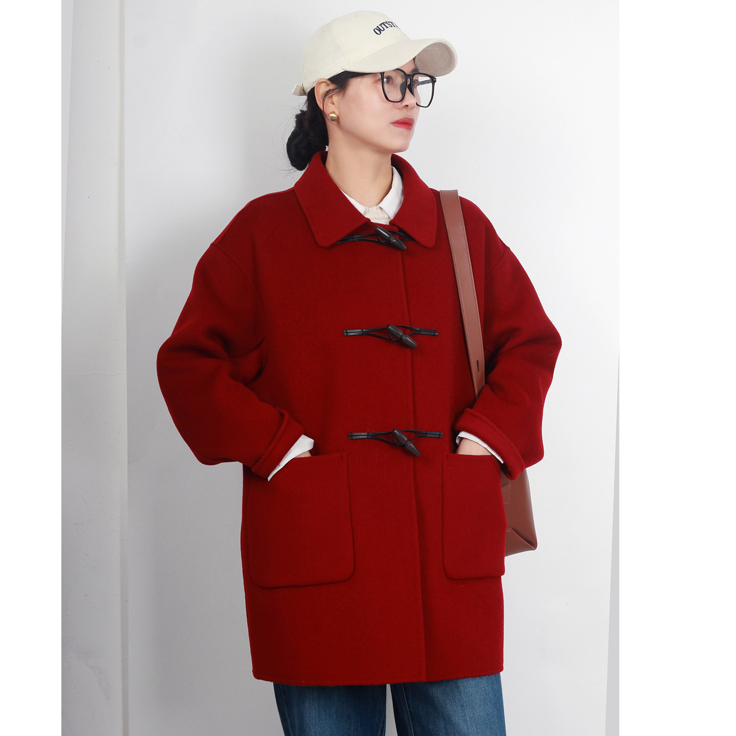 显瘦牛角扣加肥加大码双面羊绒大衣胖mm200斤新款女装短毛呢外套,淘宝优惠券,粉丝福利购,淘宝优惠卷