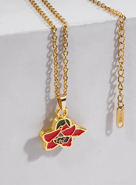 十一星球 木棉花攀枝花吊坠钛钢项链锁骨链百搭颈链送人走心礼盒